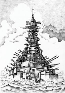 Imagination Illustration, Images and Pictures - 「Reviving huge battleship」