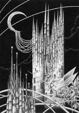 Monochrome “Pencil drawing” Illustration, Images and Pictures - 「Church of crescent」