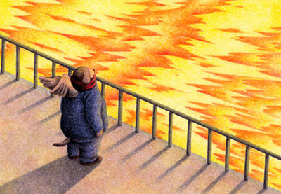 Fairy tale Illustration “Angel Dog” Illustration, Images and Pictures - 「Sea of evening glow」