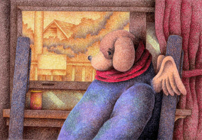 Fairy tale Illustration “Angel Dog” Illustration, Images and Pictures - 「Scenery from car window」