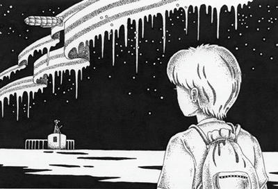 Monochrome “Ink drawing” Illustration, Images and Pictures - 「Station in the North Pole」