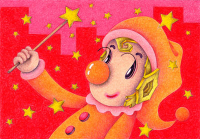 Romantic pierrot Illustration, Images and Pictures - 「Twinkling star in the red world」
