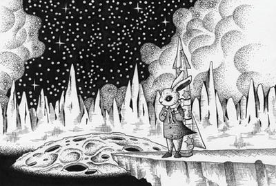 Monochrome “Ink drawing” Illustration, Images and Pictures - 「Travel to the moon world」