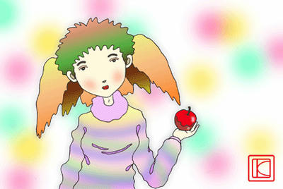 Cute girl Illustration, Images and Pictures - 「It is as lovely as the apple」