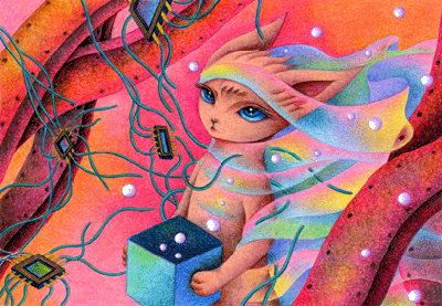 Fairy tale Illustration “Snow Cat” Illustration, Images and Pictures - 「Invitation of electron circuit」