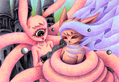 Fairy tale Illustration “Snow Cat” Illustration, Images and Pictures - 「Captured person」