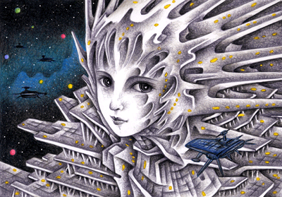 Science fiction Illustration, Images and Pictures - 「Space aircraft carriers' goddesses」
