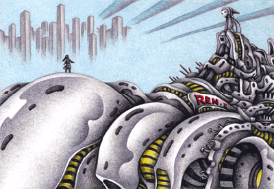 Science fiction Illustration, Images and Pictures - 「Huge battleship with intention」
