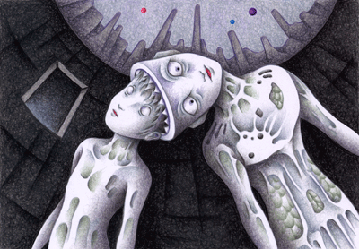Science fiction Illustration, Images and Pictures - 「Person who eats his brain」