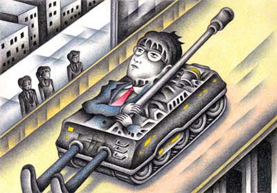 Science fiction Illustration, Images and Pictures - 「Exported tank businessman」