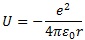 U=-e^2/(4πε0r)　ポテンシャル