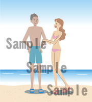 海　デート　カップル　男女