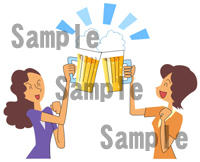 ビール　乾杯　女性