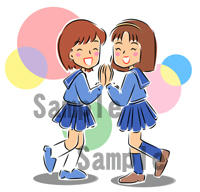 学生　女子高生　イラスト　友達