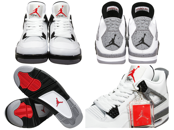 ナイキ エアジョーダン4 レトロ ホワイト/ブラック/セメントグレー 308497-103