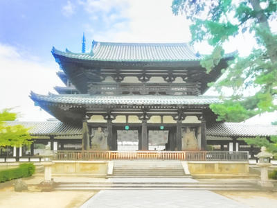 0001 法隆寺 写真 イラスト館