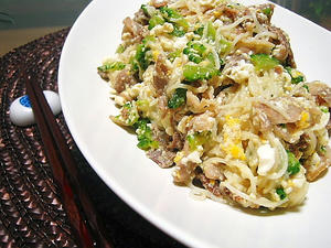 ゴーヤと素麺のチャンプルー