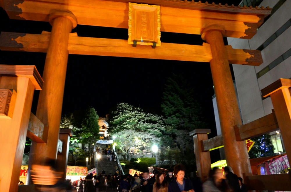 夜の初詣、宇都宮二荒山神社にて