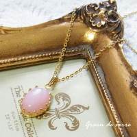 天然石/ピンクオパールカボションのネックレス