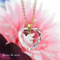 ヴィンテージスワロフスキー/Doveのクリスタルハートのネックレス