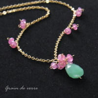 天然石クリソプレーズ&times;ピンクジェイドのネックレス