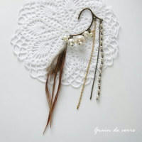 フェザー&times;パールのイヤーフック