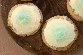 Pistachio Cookies with White Chocolate-Cream Cheese Frosting