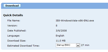 IE8ダウンロード