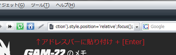 アドレスバーに貼り付け + [Enter]