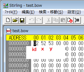ファイルの先頭から、3の倍数のバイトがid