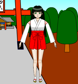 巫女さんイラスト（夏服）