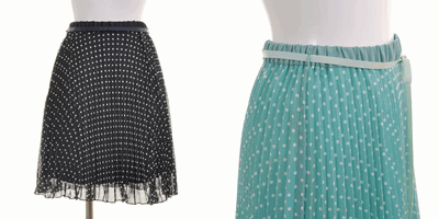UNRELISH 通販 流行 ドット柄シフォンプリーツスカート
