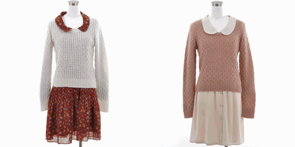 UNRELISH 通販 web先行商品 ブラウスワンピ×ワッフル柄ニット