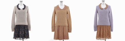 UNRELISH 通販 web先行商品 ブラウスワンピ×ワッフル柄ニット