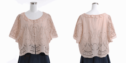 UNRELISH 通販 レースｘ刺繍ショート丈ブラウス