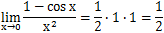 lim[x→0]{(1-cosx)/x^2}=1/2