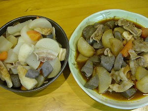 大人用の煮物と子供用の煮物