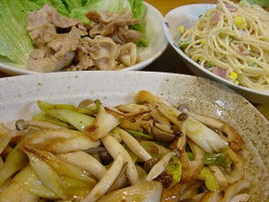ねぎとしめじの炒め物
