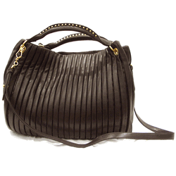 【07年秋冬新作・送料無料】 miu miu ミュウミュウ ハンド/ショルダーバッグ ダークブラウン RR1365 EBANO PLISSE 