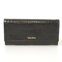MIUMIU ：ミュウミュウ　 2007年秋冬新作ミュウミュウ クロコ型押し長財布 ブラウン