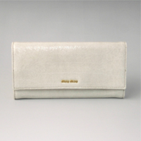 MIUMIU ：ミュウミュウ　 2007年秋冬新作ミュウミュウ クロコ型押し長財布 アイボリー 限定2名様！