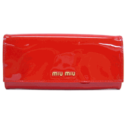 【07年春夏新作・送料無料】 miu miu ミュウミュウ エナメル長財布 レッド 5M1109-VERNICEMETAL-ROSSO