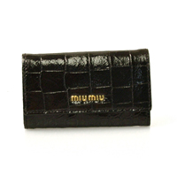 MIUMIU ミュウミュウ 型押しクロコ6連キーケース　ブラウン