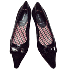 ミュウミュウ(MIUMIU) エナメルリボン付きスエードパンプス　黒