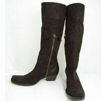 ミュウミュウMIUMIU:内側ジップスエードロングブーツ　ブラウン