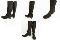 ミュウミュウMIUMIU:内側ジップスエードロングブーツ　ブラウン