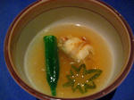 ディナー　ボヤージュコースのスープまたは蒸し物（鱧湯葉と冬瓜の蒸し物）