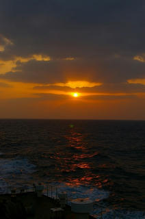 船上の夕陽