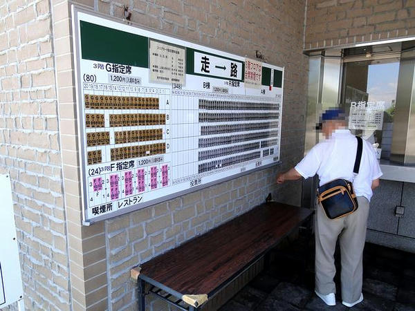 指定席（特別観覧席）売り場のボード