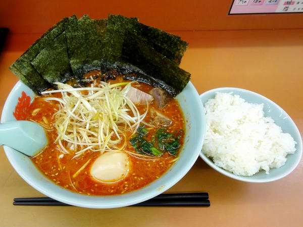 辛味噌ネギラーメン（激辛・脂普通・味普通・麺普通）＋のり増し＋＋半ライス 